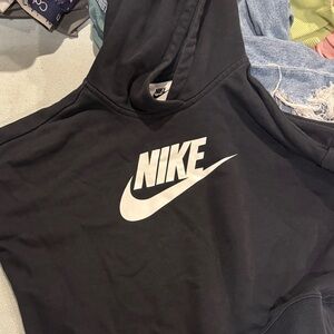 Nike Black and White Logo Hoodie cropped